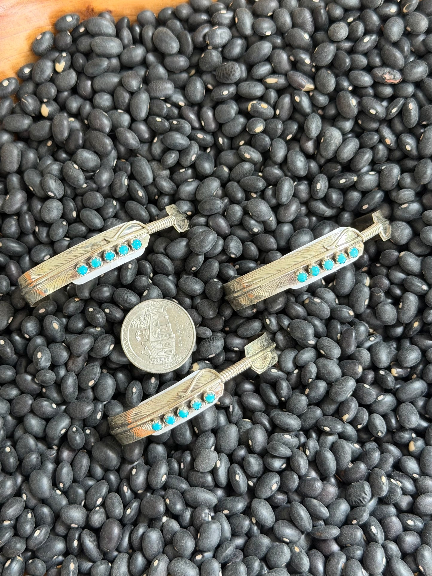 Kingman Turquoise Feather Cuff Bracelet