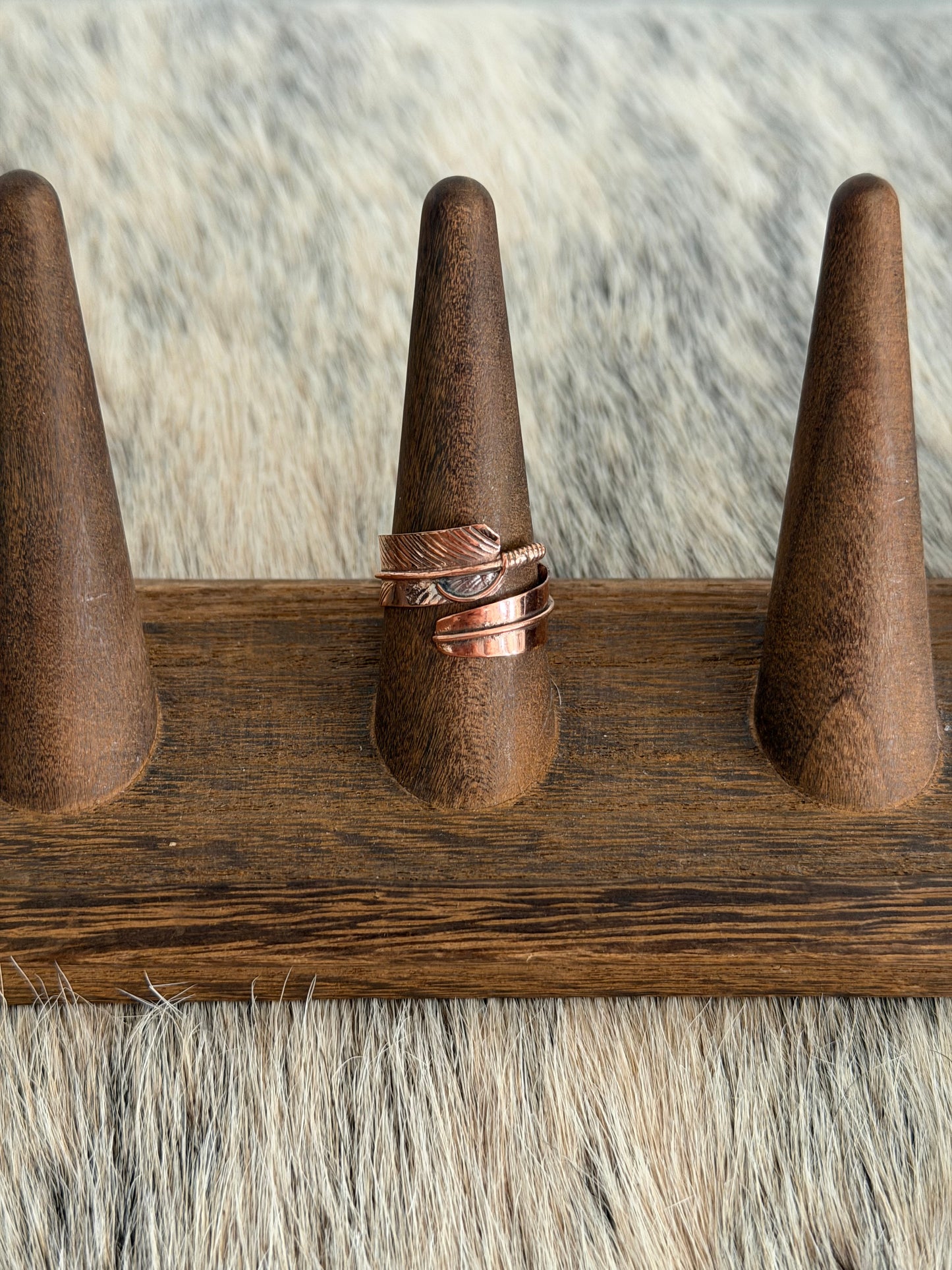 Adjustable Copper Feather Wrap Ring