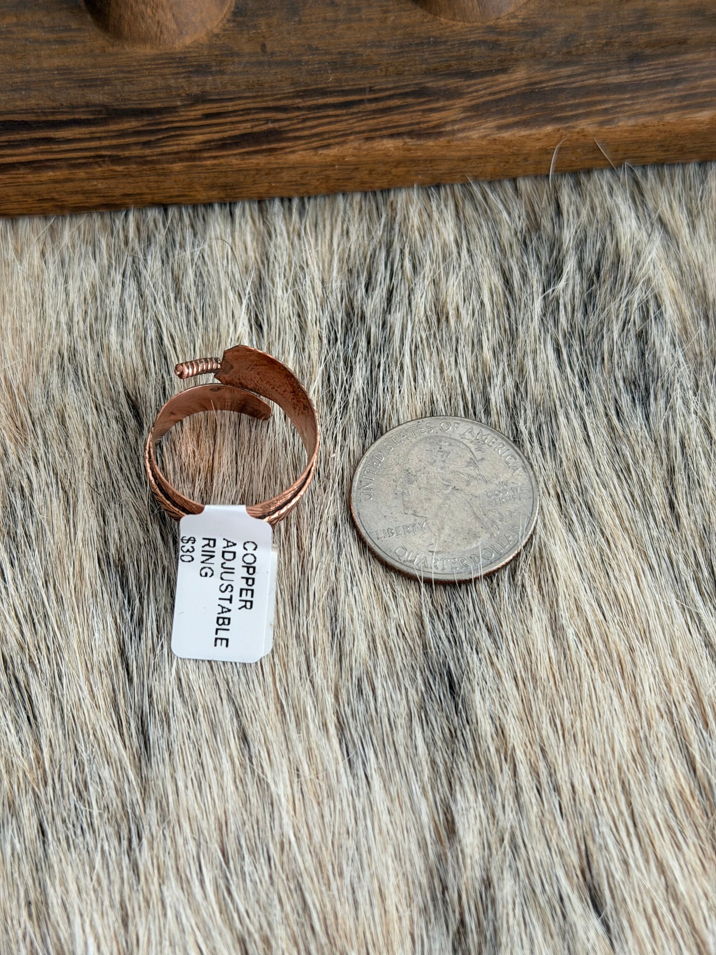 Adjustable Copper Feather Wrap Ring