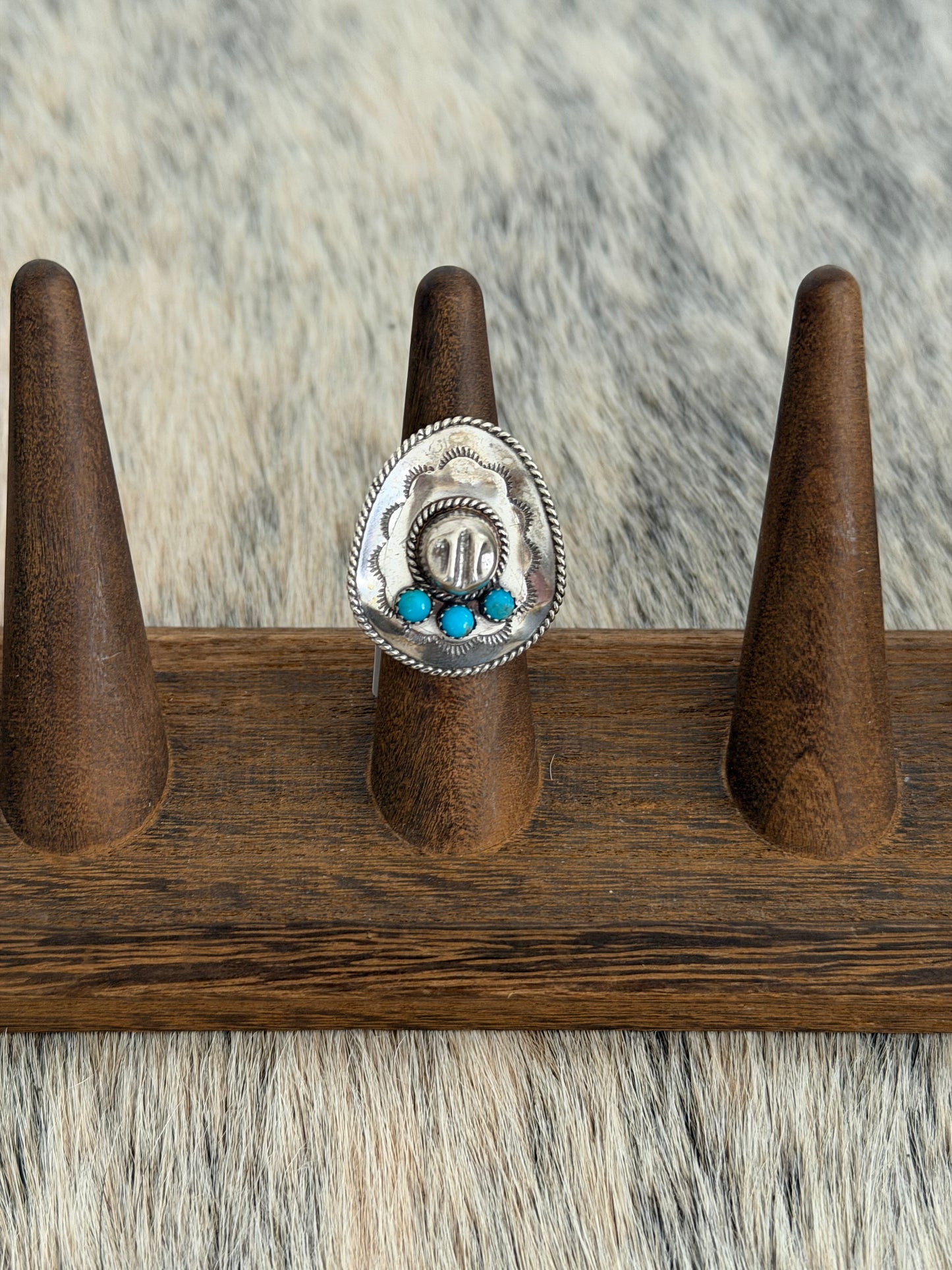 Kingman Turquoise Cowboy Hat Ring