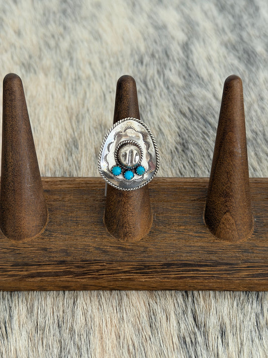 Kingman Turquoise Cowboy Hat Ring