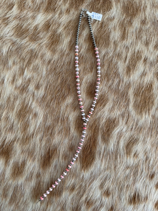 17" Pink Conch Lariat Necklace