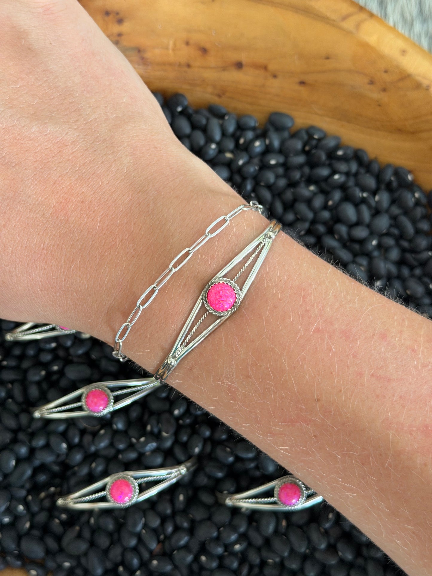 Hot Pink Opal Dainty Cuff