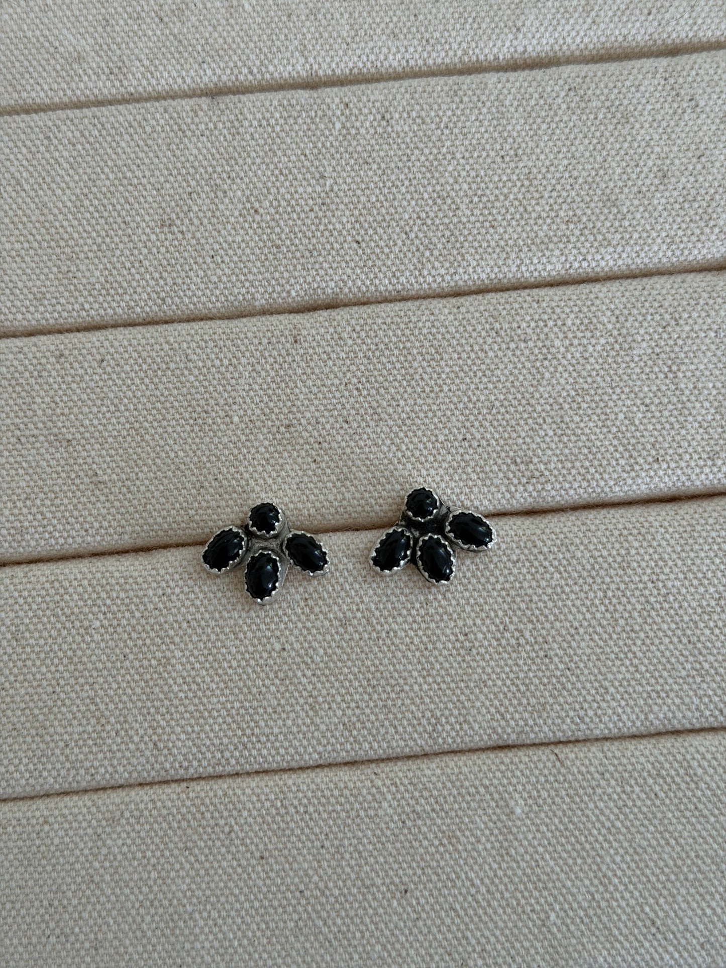 Black Onyx Cluster Earrings