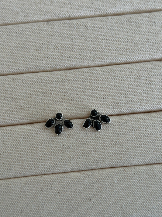 Black Onyx Cluster Earrings