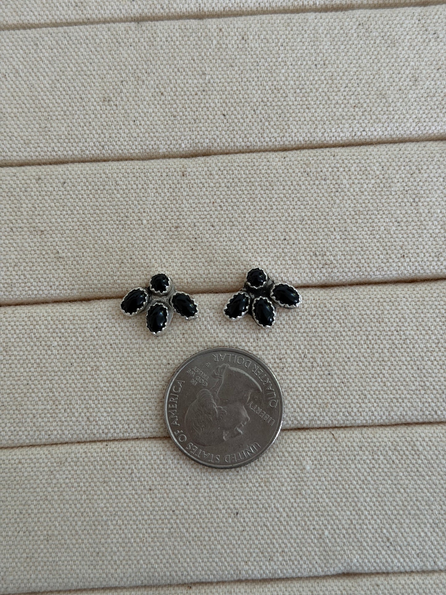 Black Onyx Cluster Earrings