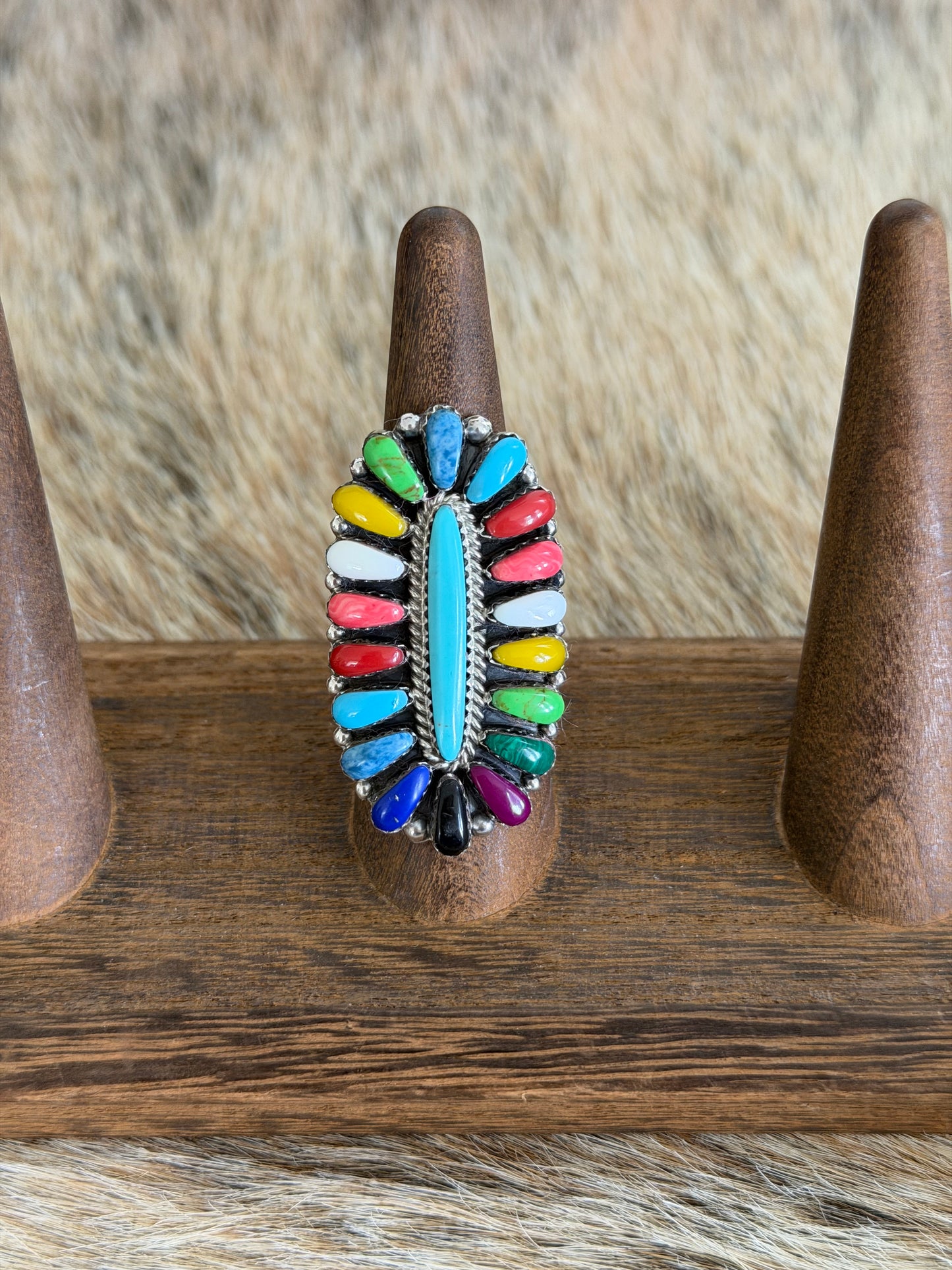 Size 8 Multicolor Cluster Ring