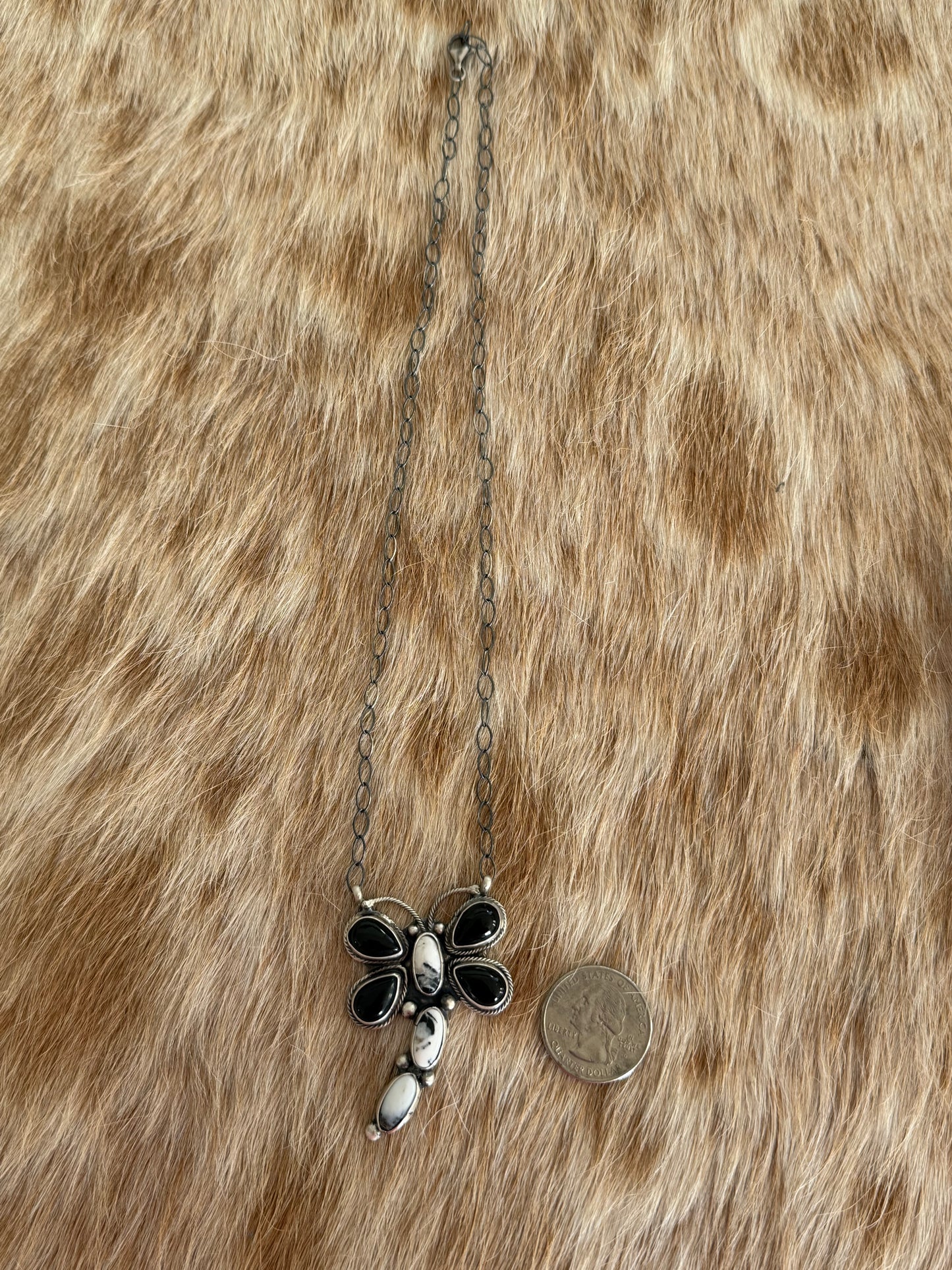 Black Onyx and White Buffalo Dragonfly Necklace