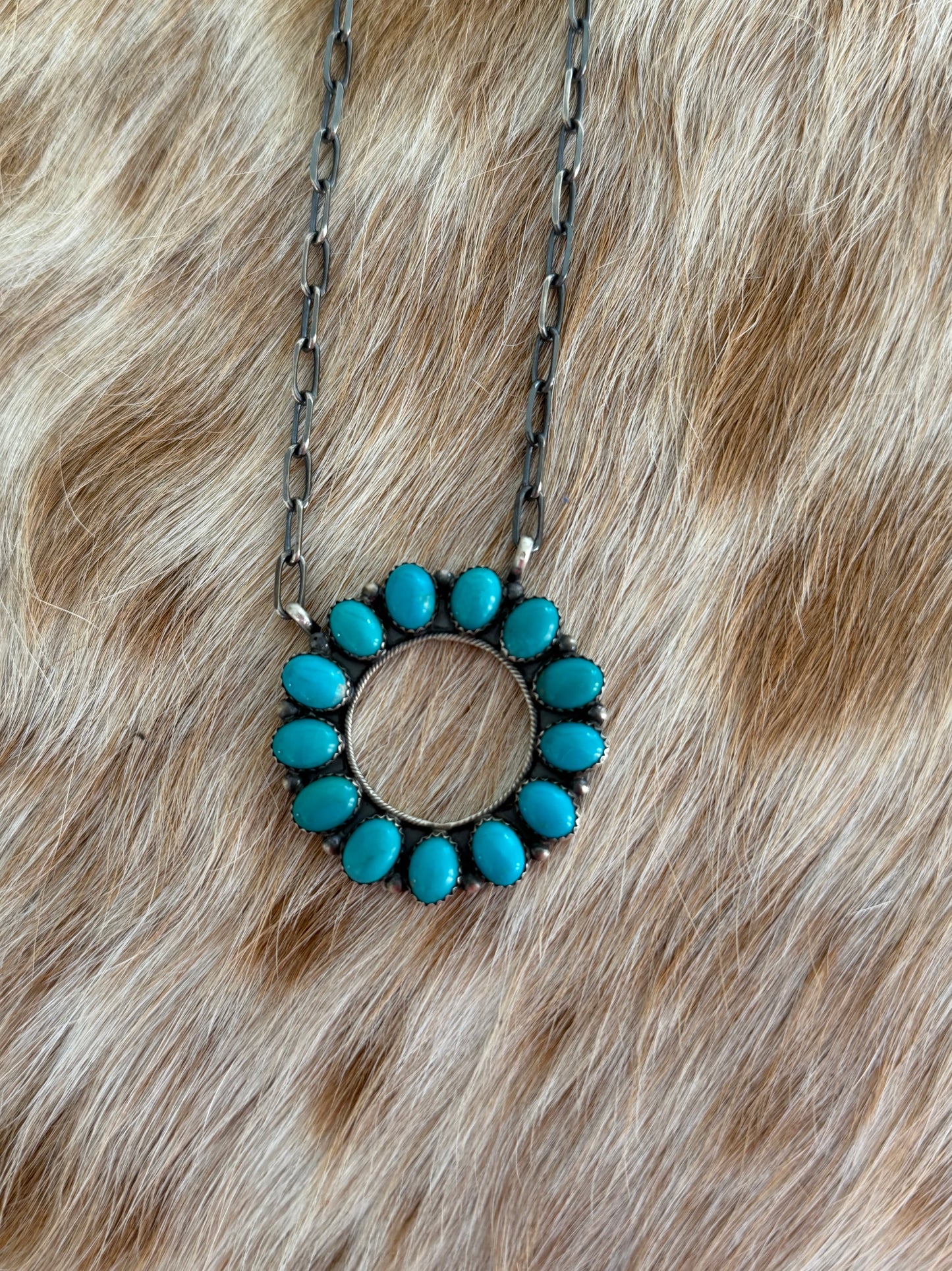 Turquoise Cluster Circle Necklace