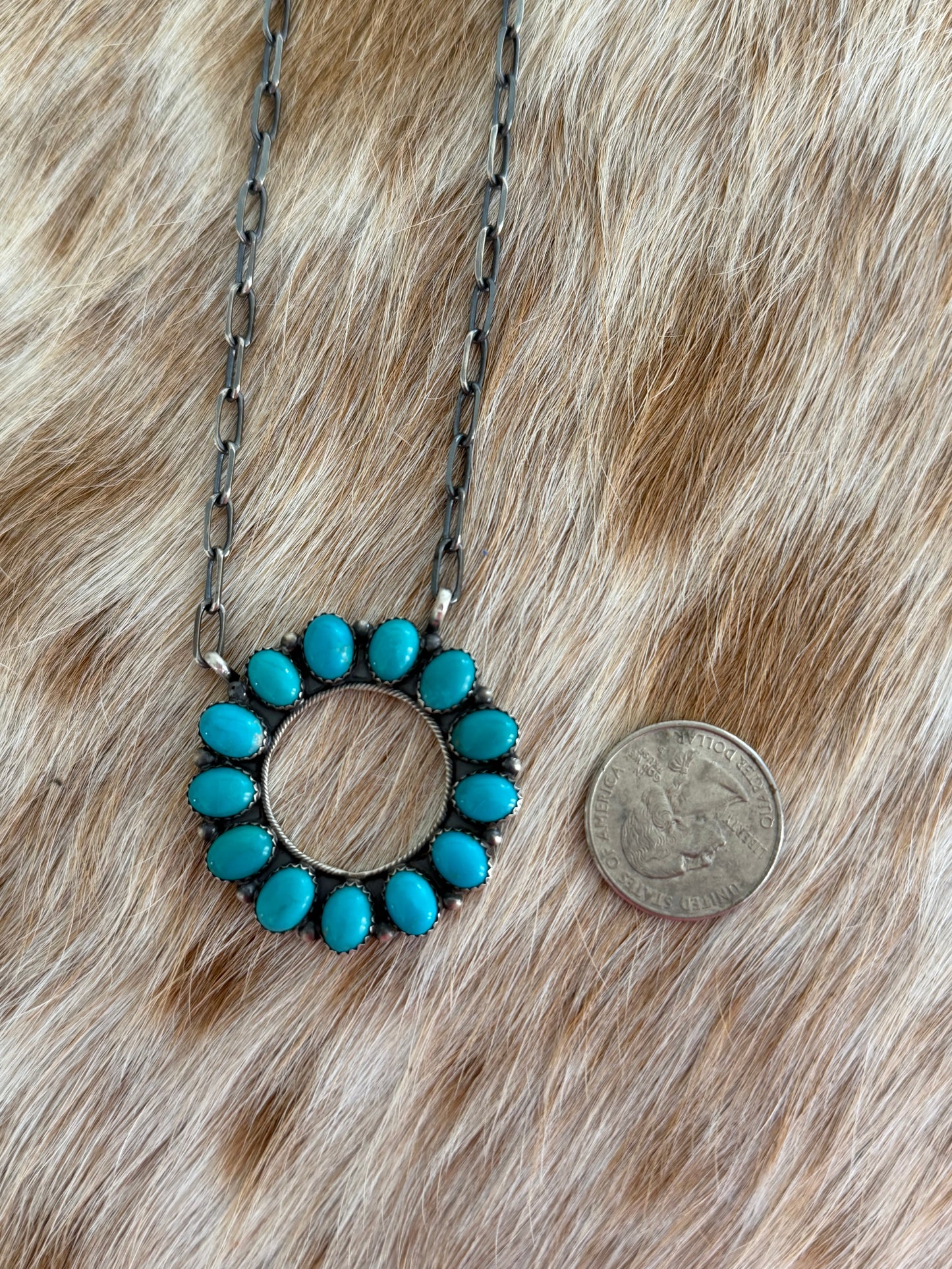 Turquoise Cluster Circle Necklace