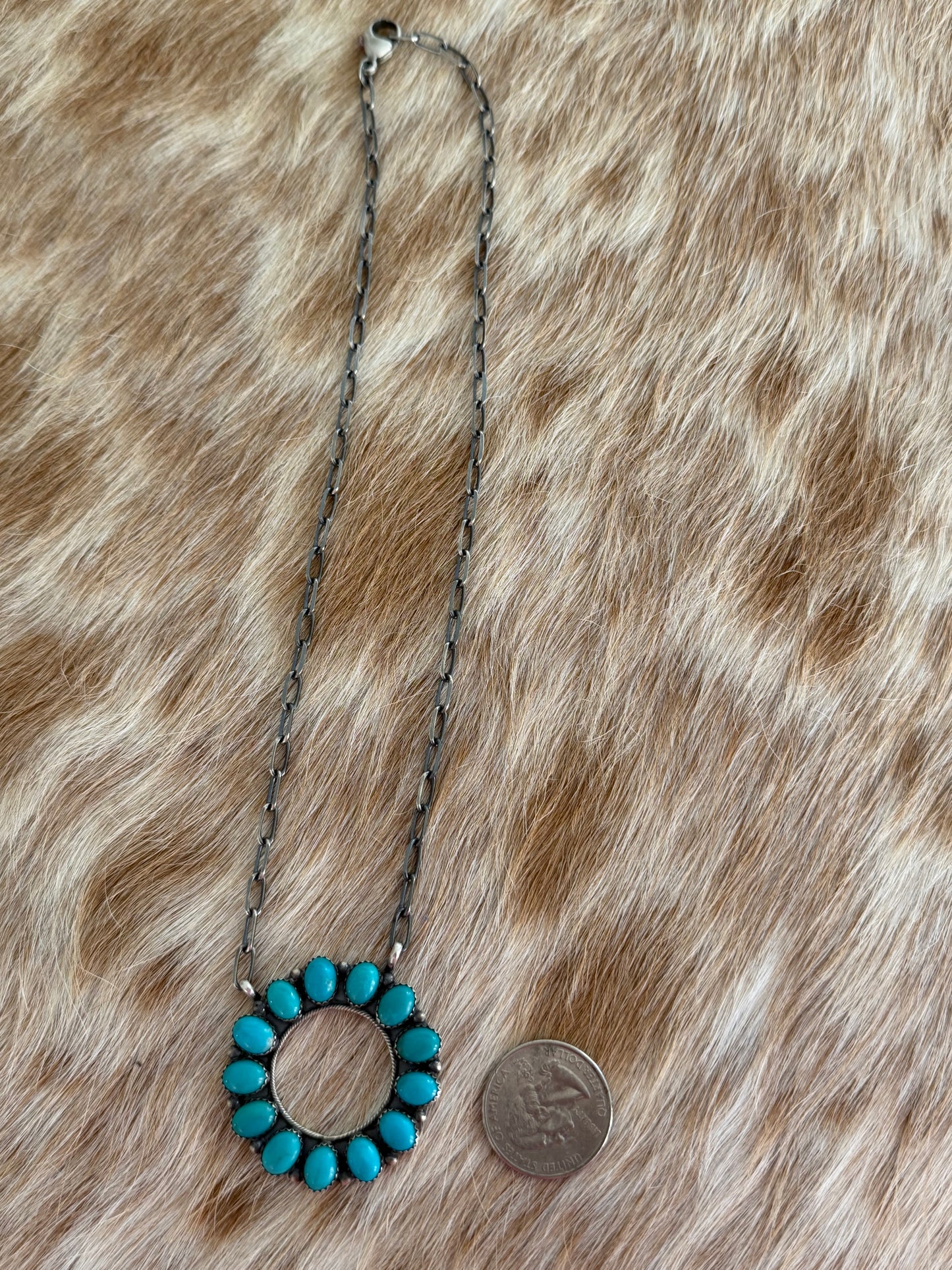 Turquoise Cluster Circle Necklace