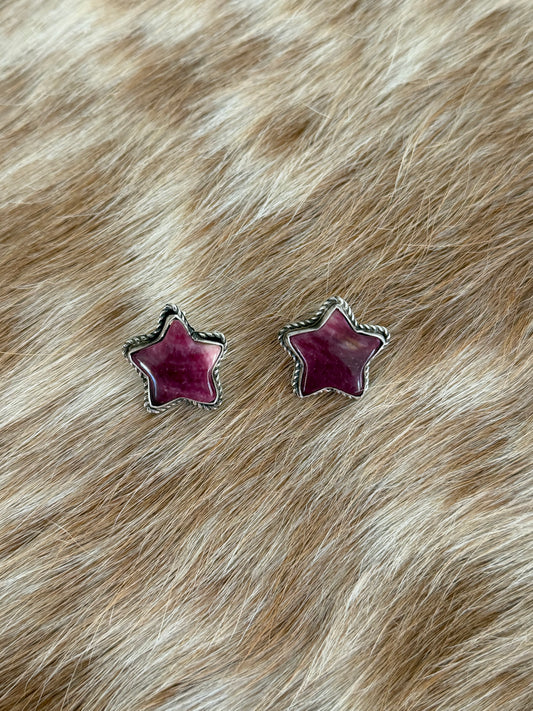 Purple Spiny Star Earrings