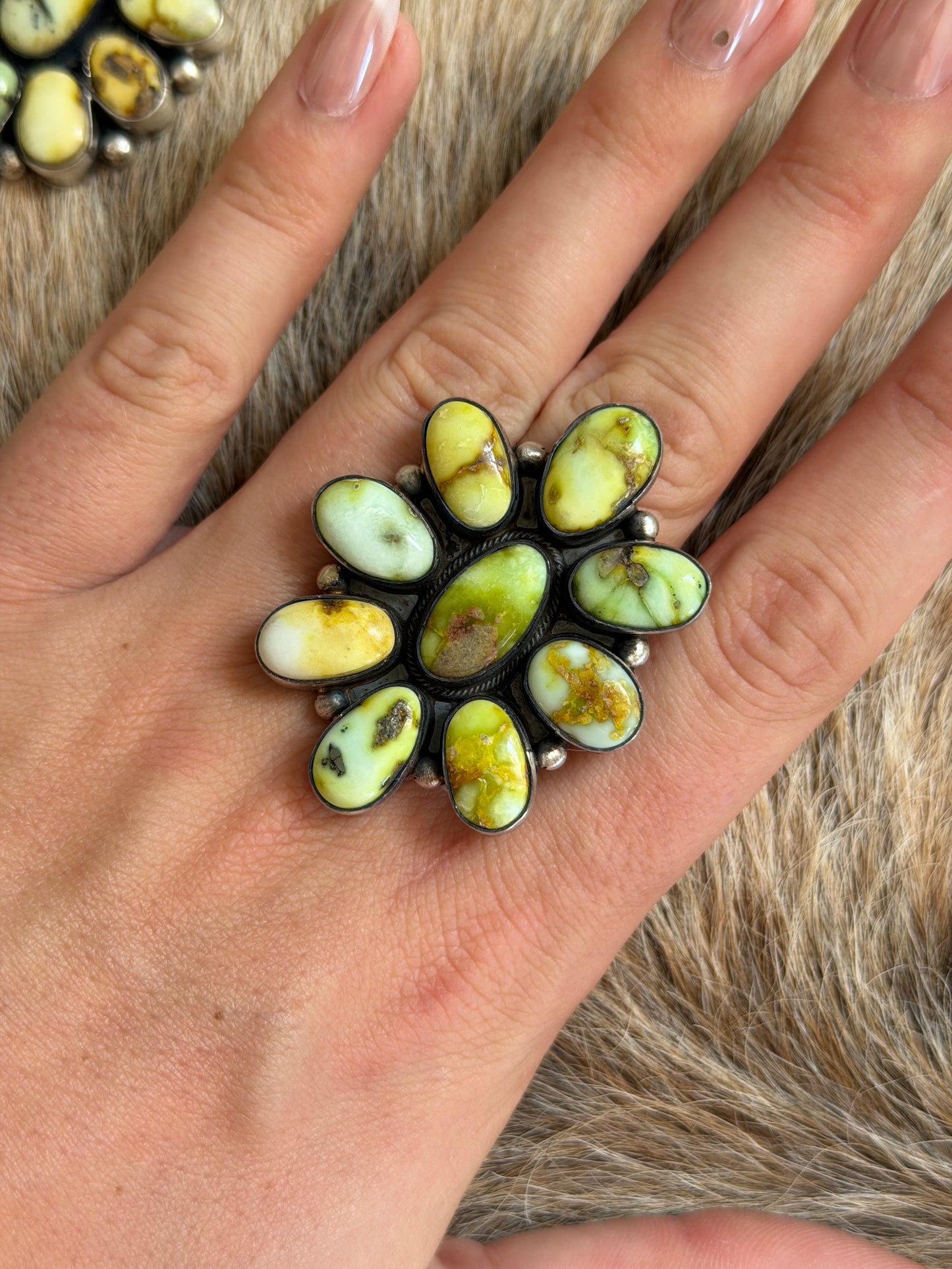 Palomino Variscite Lariat Necklace, Earrings, and Ring Set