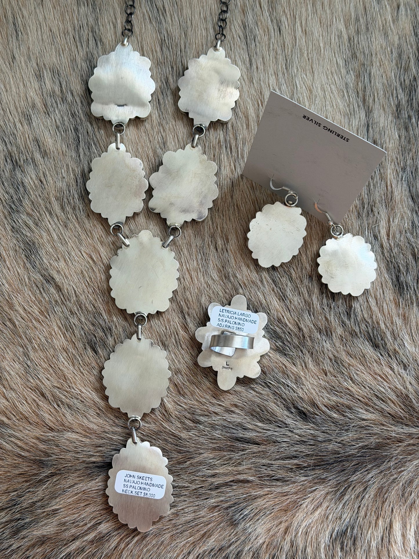 Palomino Variscite Lariat Necklace, Earrings, and Ring Set