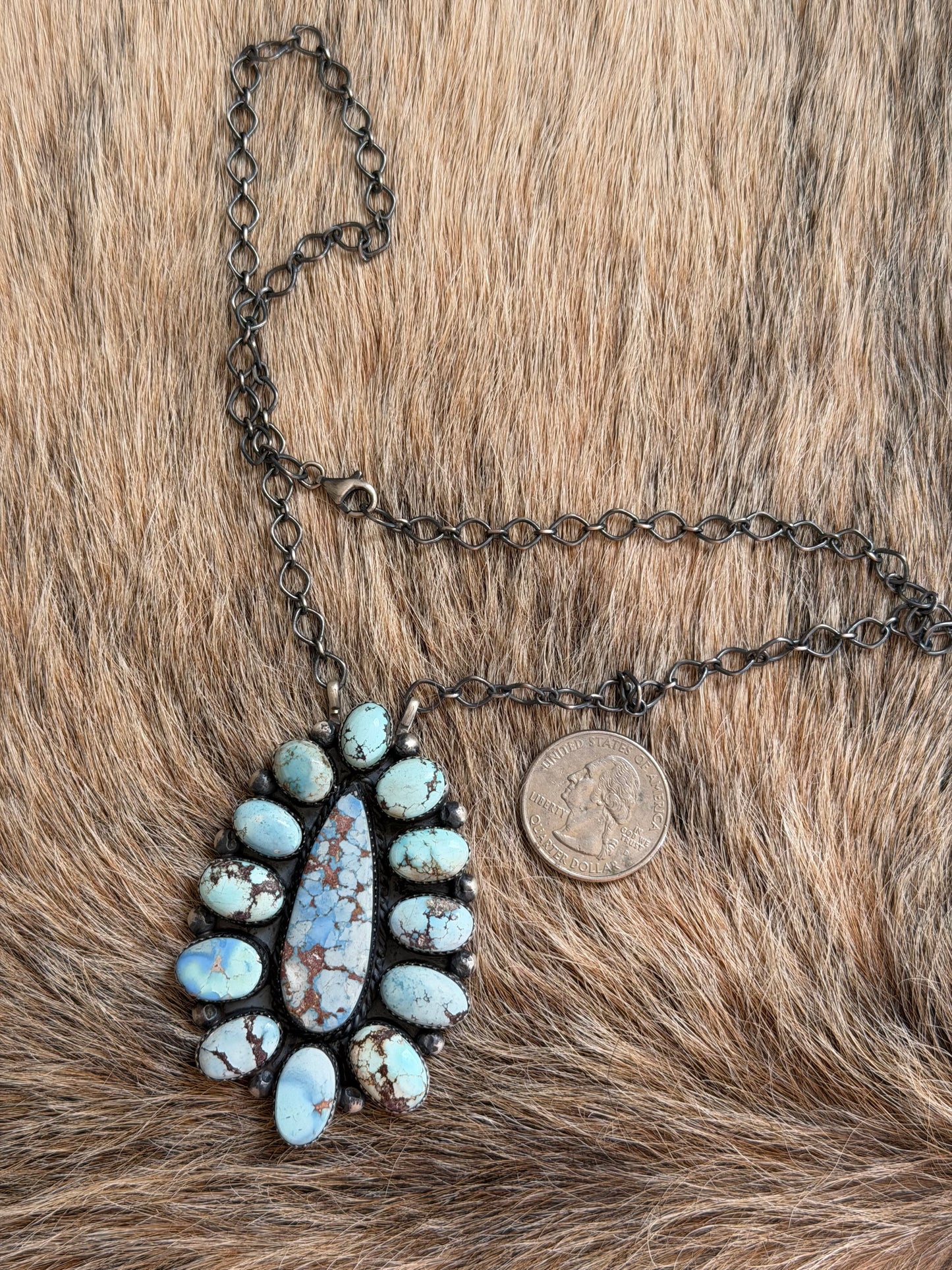 Golden Hills Turquoise Cluster Necklace