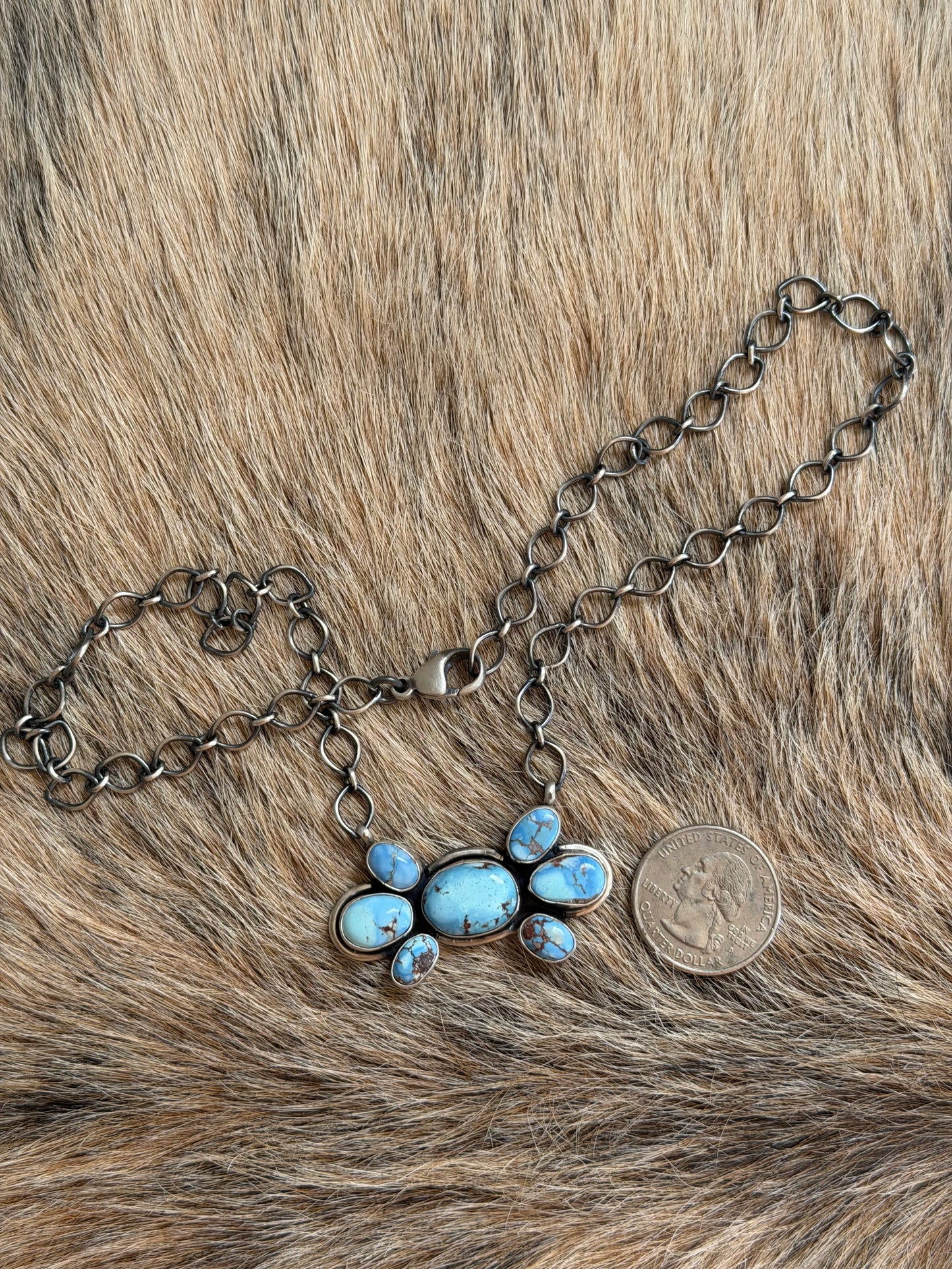 Golden Hills Turquoise Cluster Necklace