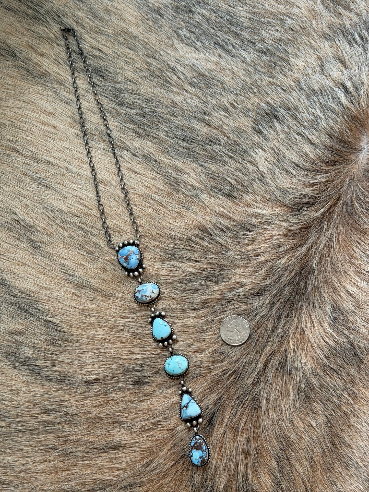 Golden Hills Turquoise Lariat Necklace