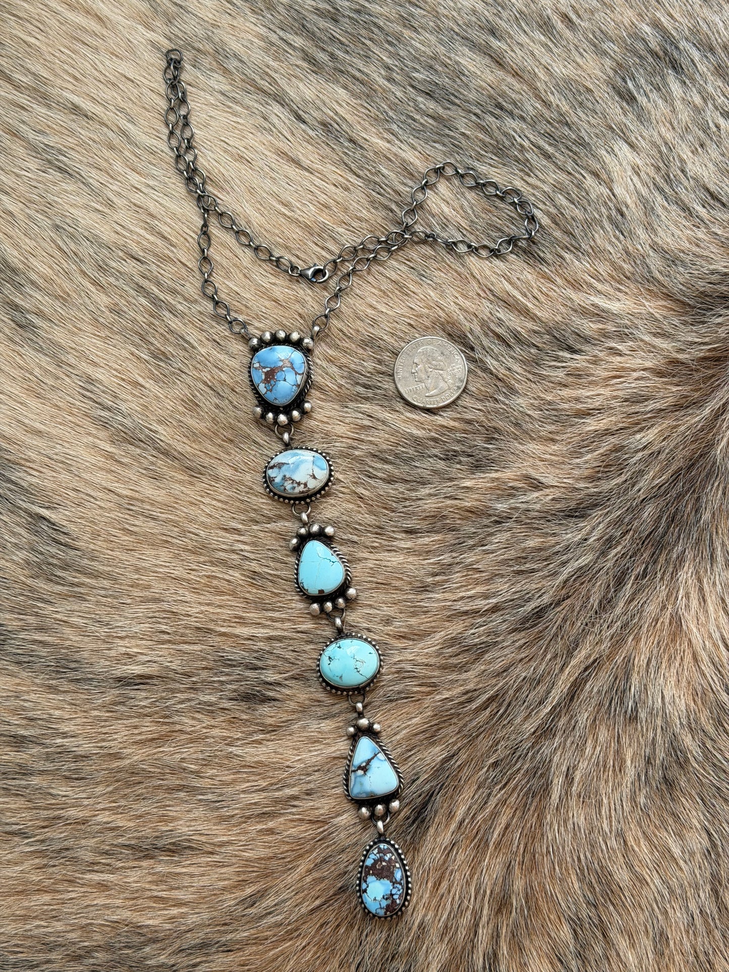 Golden Hills Turquoise Lariat Necklace