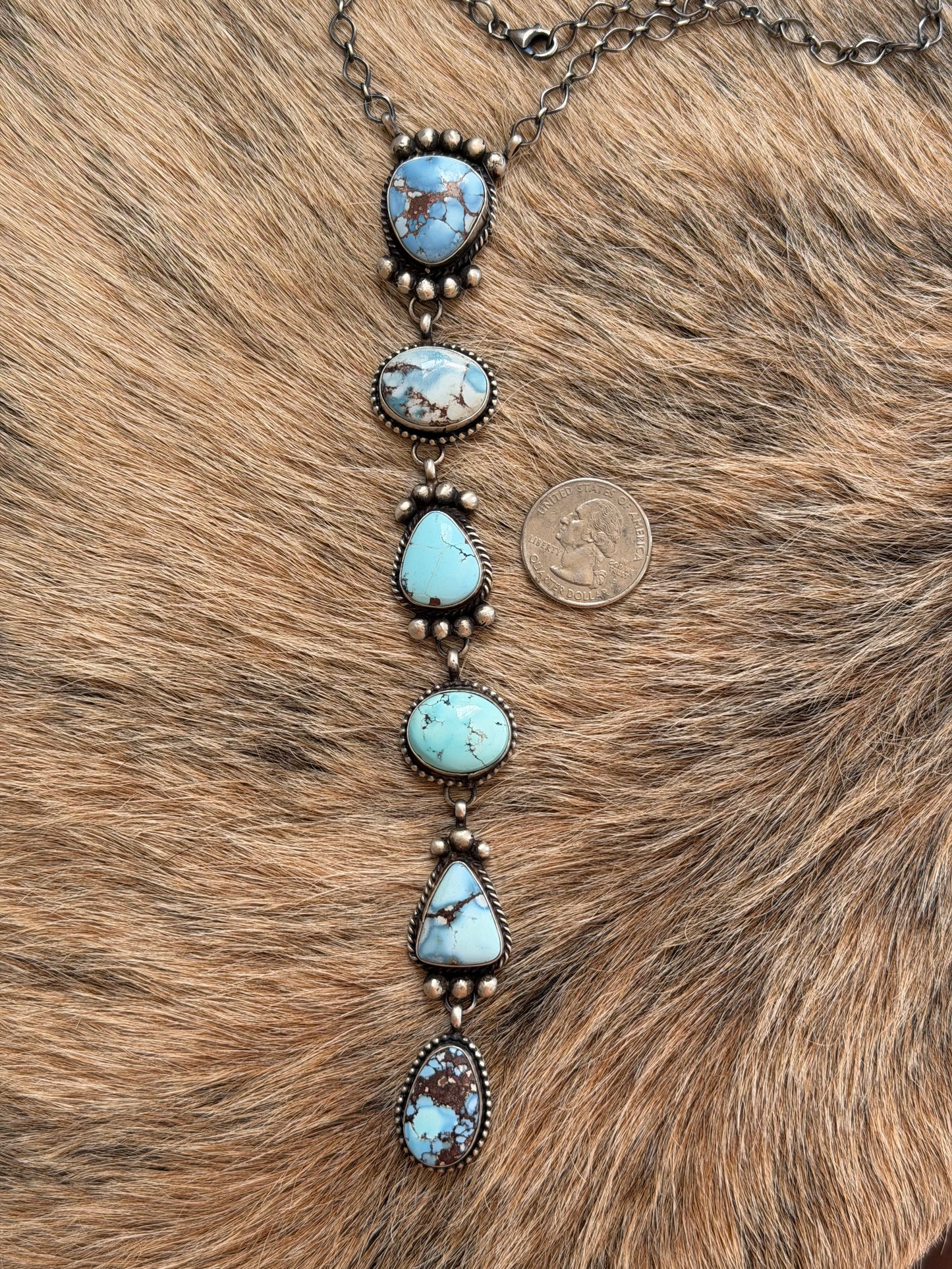 Golden Hills Turquoise Lariat Necklace