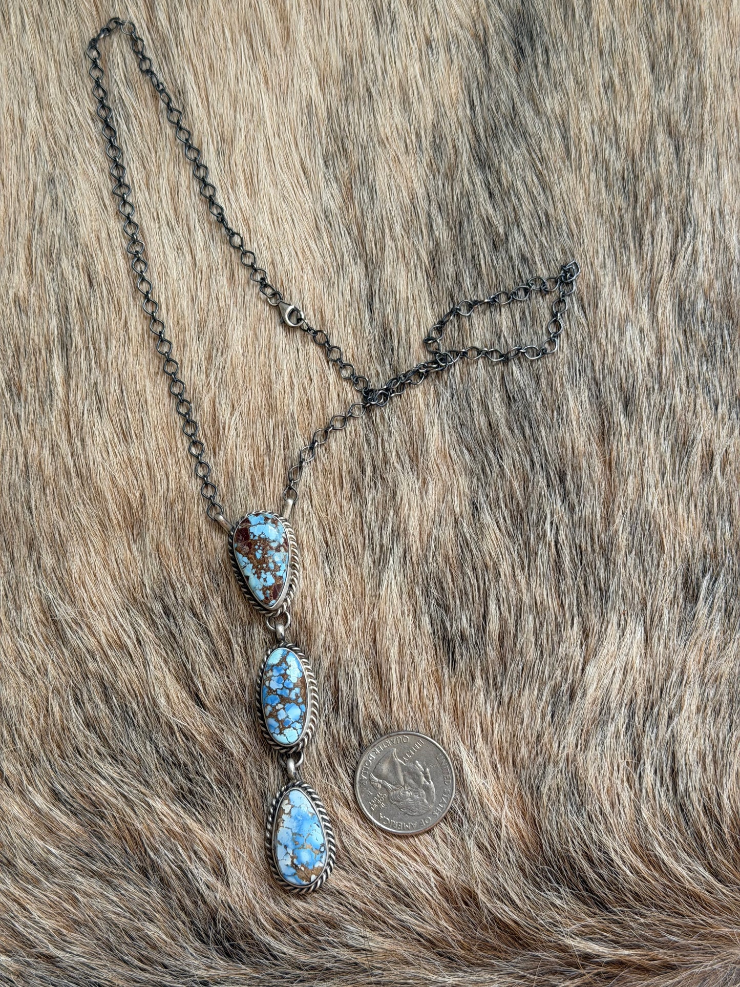 Golden Hills Turquoise Lariat Necklace