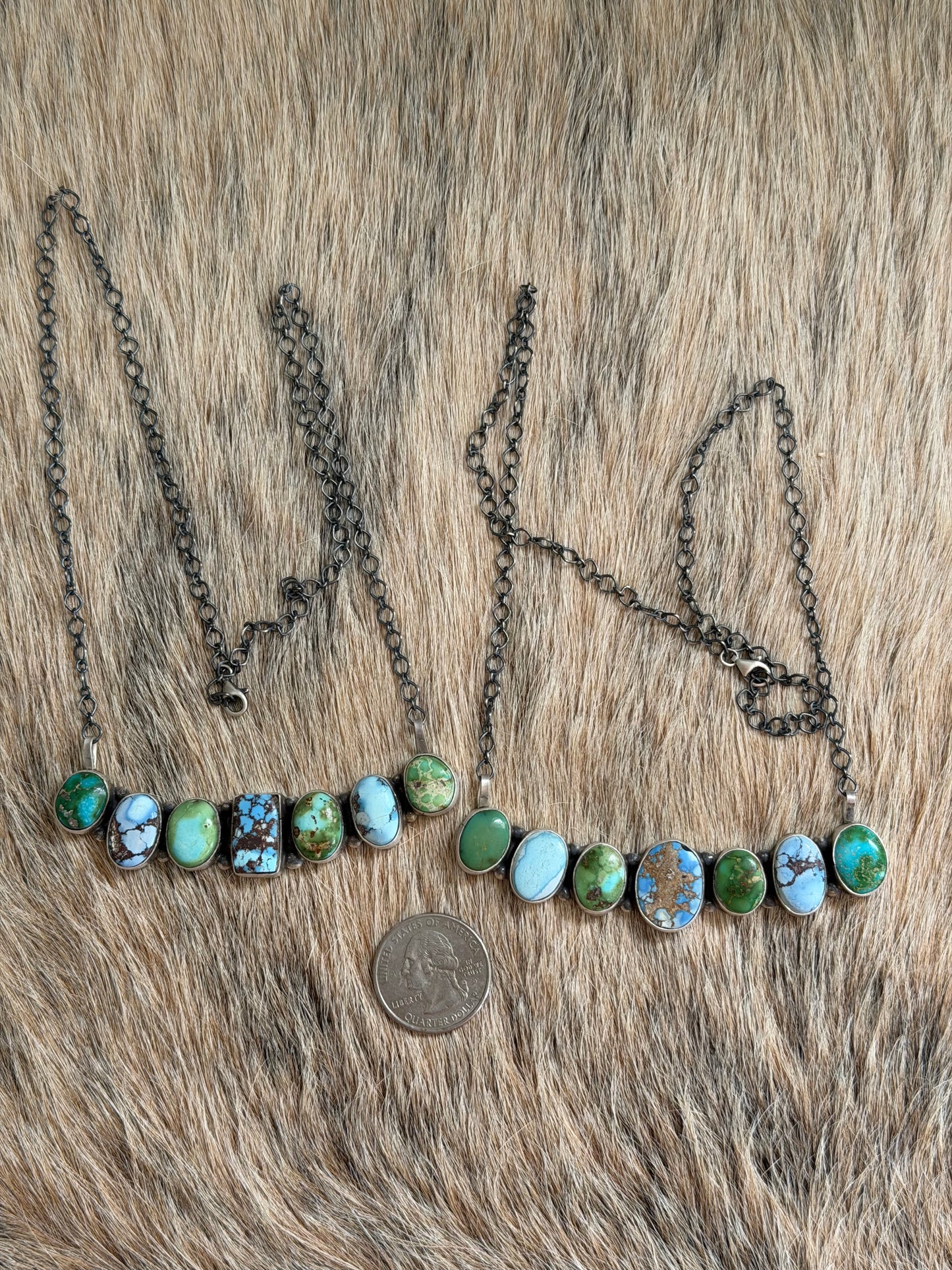 Golden Hills and Sonoran Gold Turquoise Cluster Bar Necklace