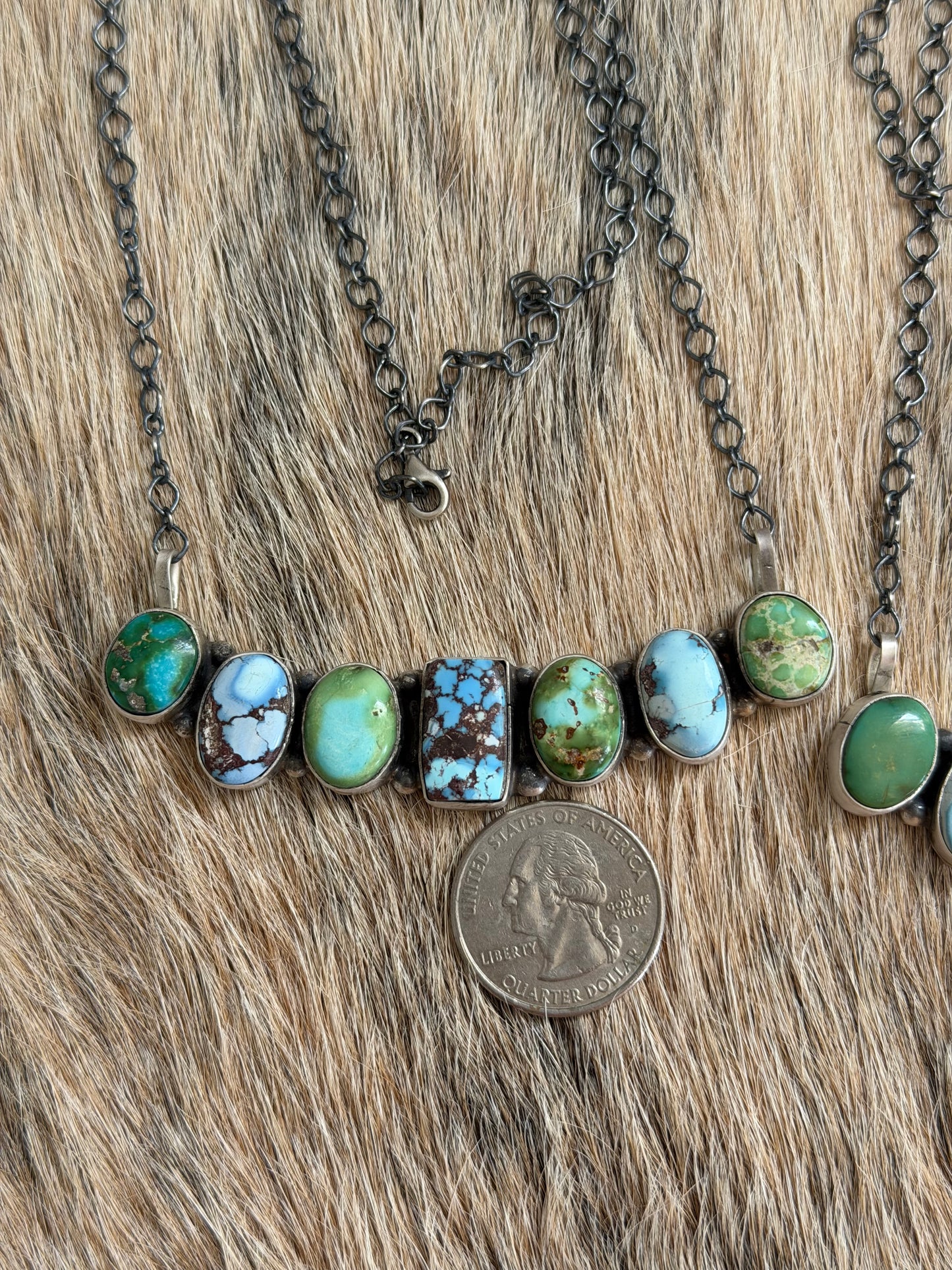 Golden Hills and Sonoran Gold Turquoise Cluster Bar Necklace