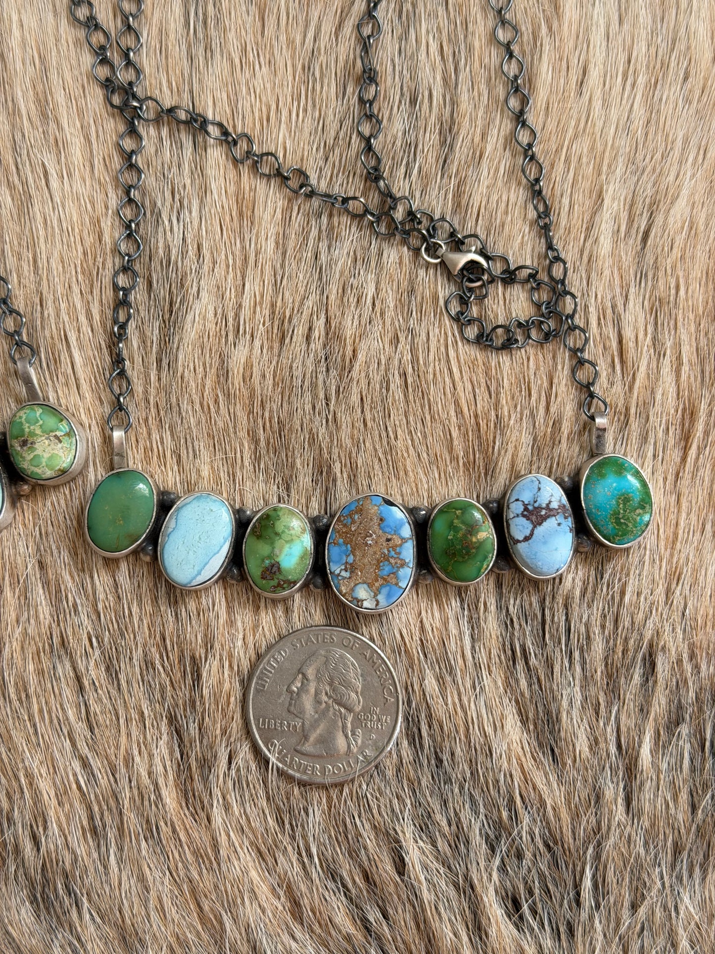Golden Hills and Sonoran Gold Turquoise Cluster Bar Necklace