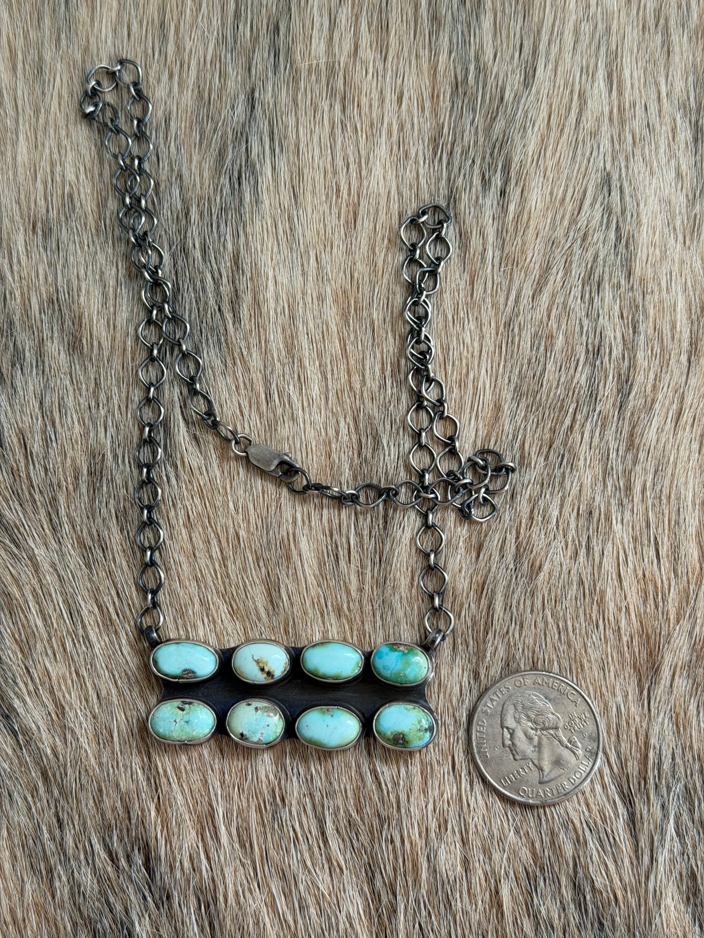 Sonoran Gold Turquoise Cluster Bar Necklace