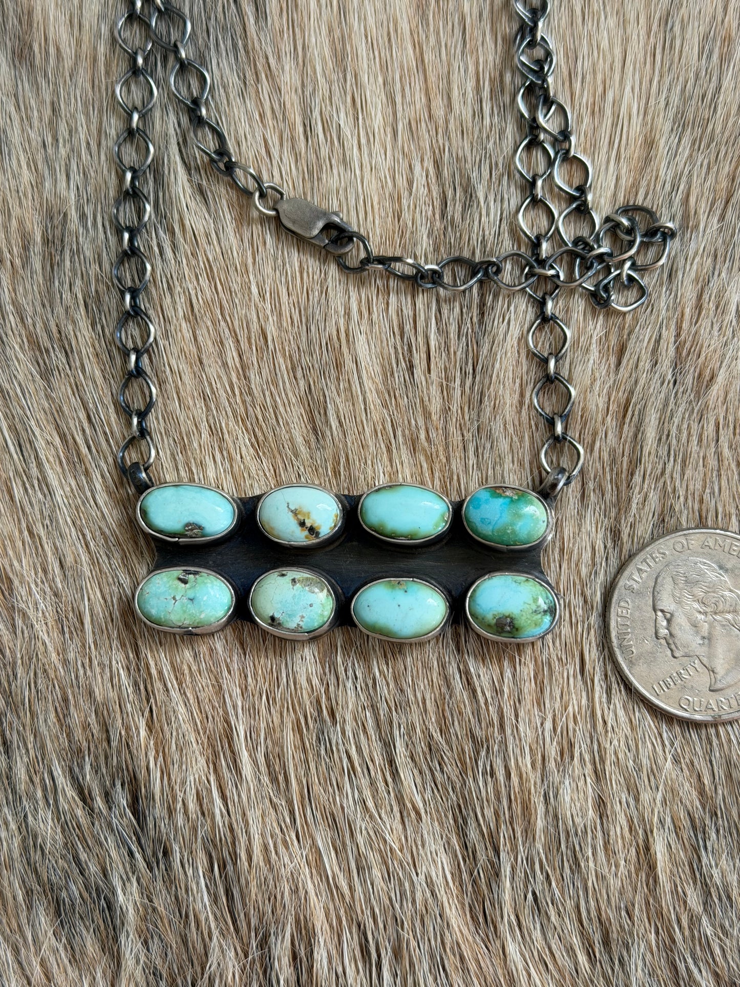 Sonoran Gold Turquoise Cluster Bar Necklace