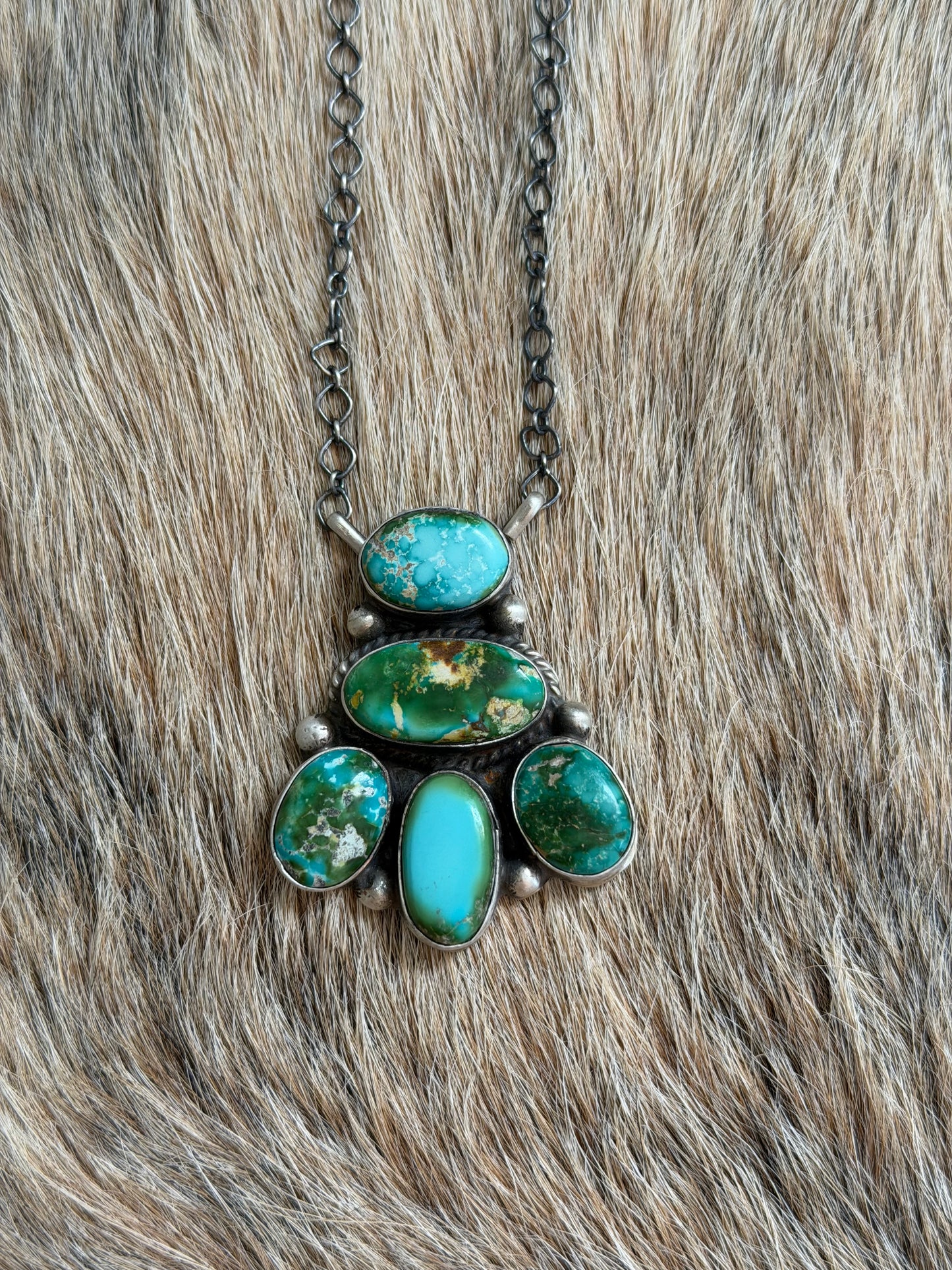 Sonoran Gold Turquoise Cluster Necklace