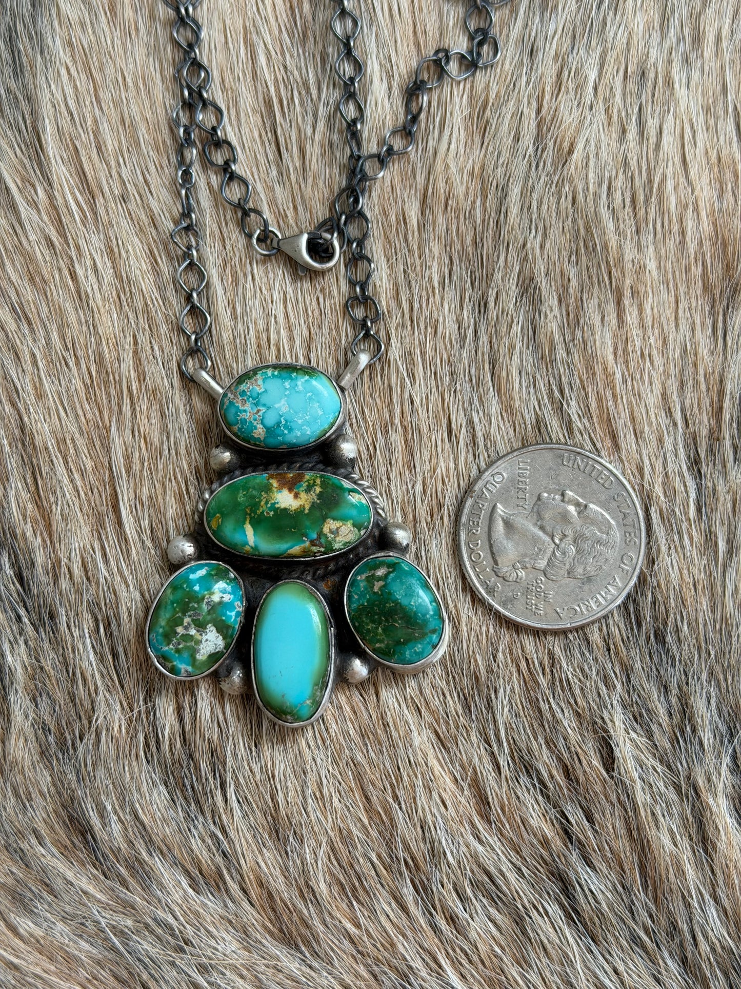 Sonoran Gold Turquoise Cluster Necklace