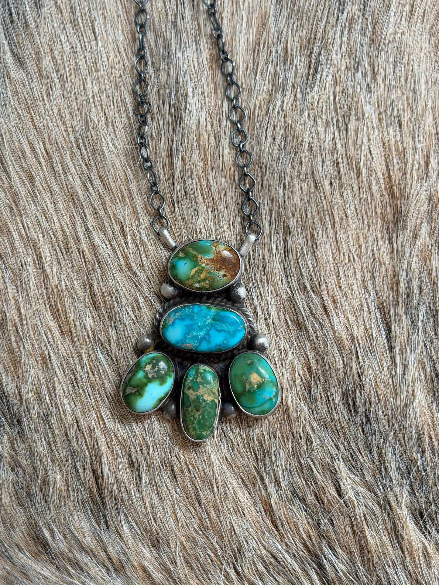 Sonoran Gold Turquoise Cluster Necklace