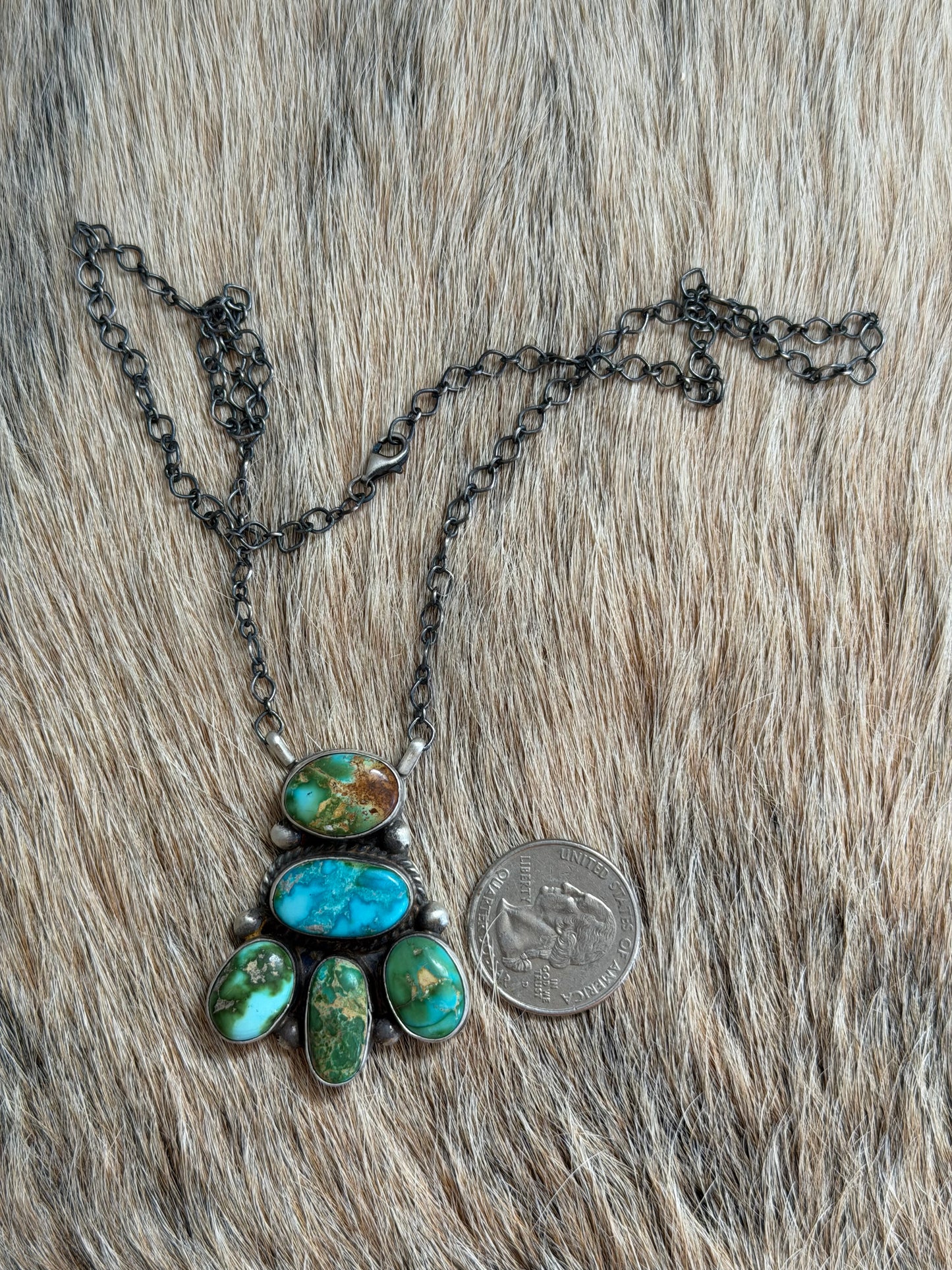 Sonoran Gold Turquoise Cluster Necklace