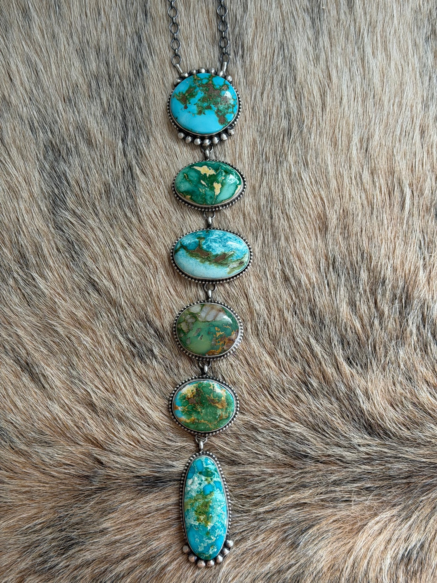 HUGE Sonoran Gold Turquoise Cluster Lariat Necklace