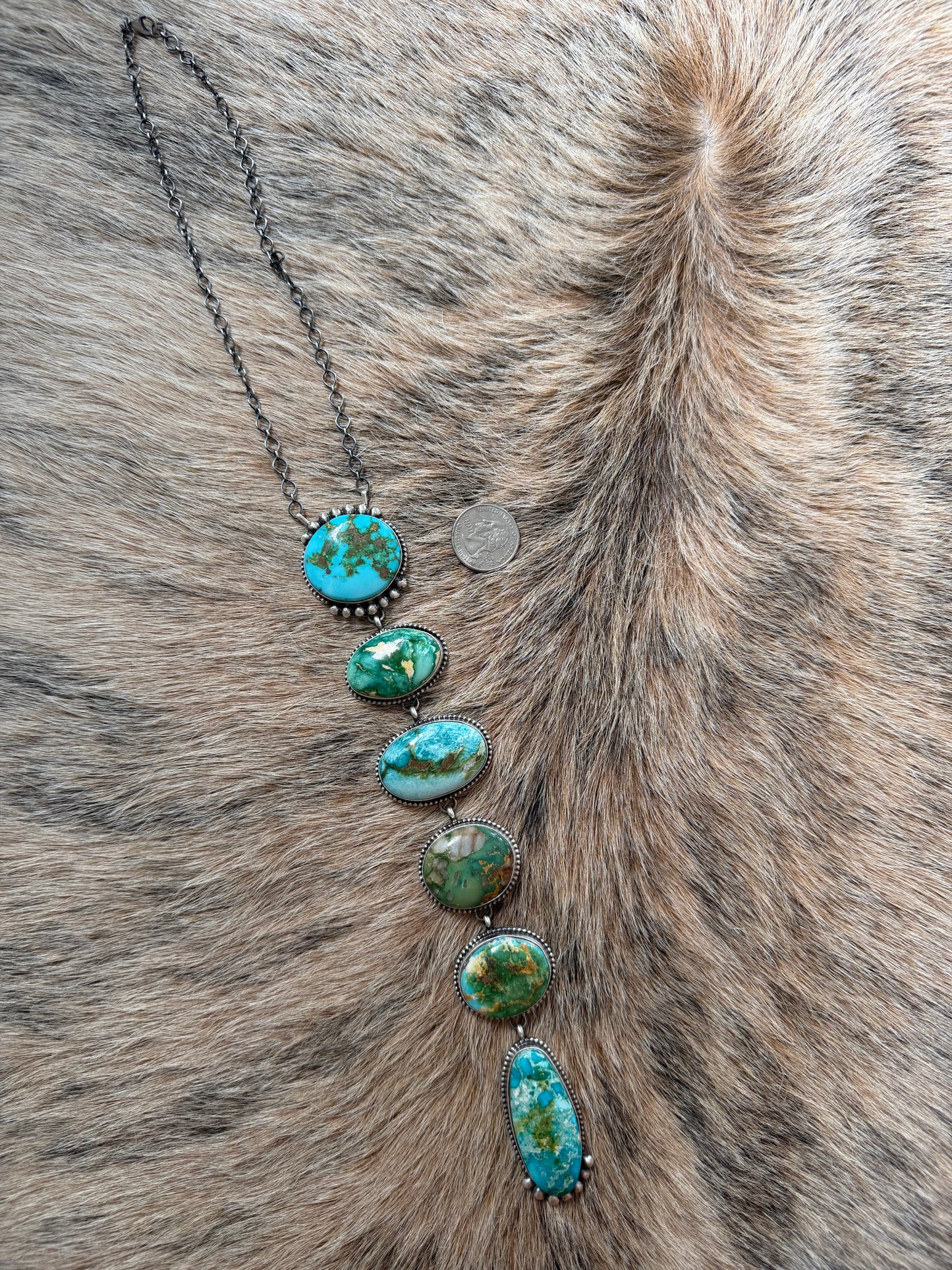 HUGE Sonoran Gold Turquoise Cluster Lariat Necklace