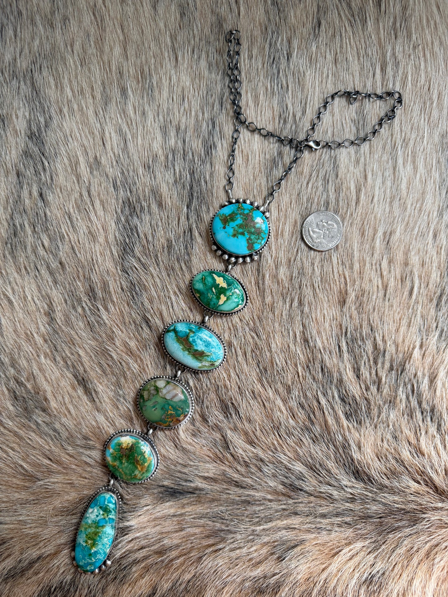 HUGE Sonoran Gold Turquoise Cluster Lariat Necklace