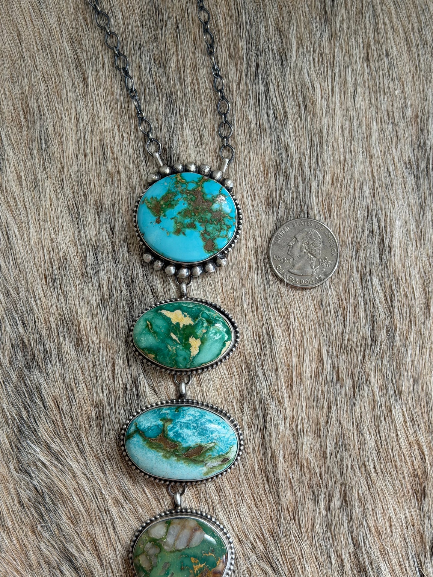 HUGE Sonoran Gold Turquoise Cluster Lariat Necklace