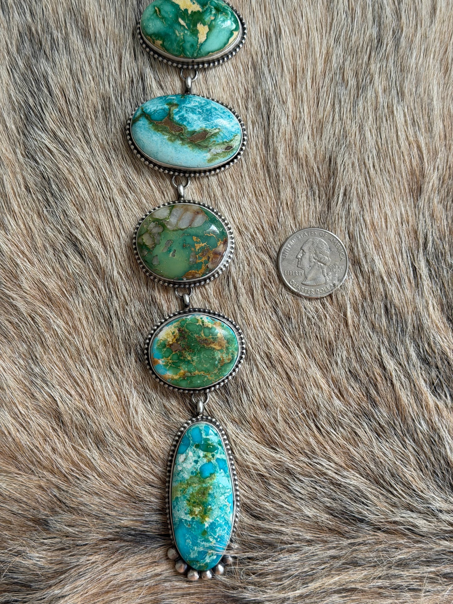 HUGE Sonoran Gold Turquoise Cluster Lariat Necklace