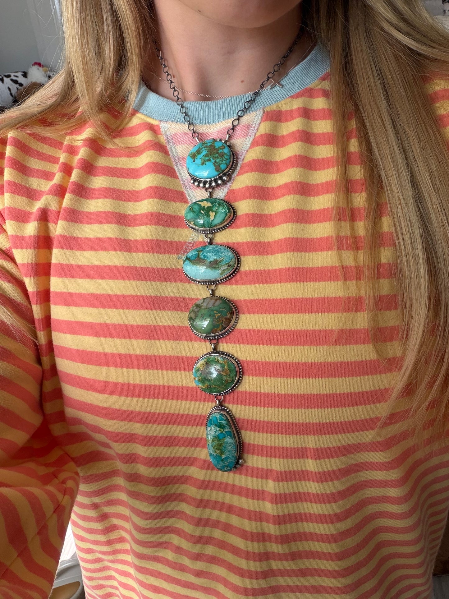 HUGE Sonoran Gold Turquoise Cluster Lariat Necklace