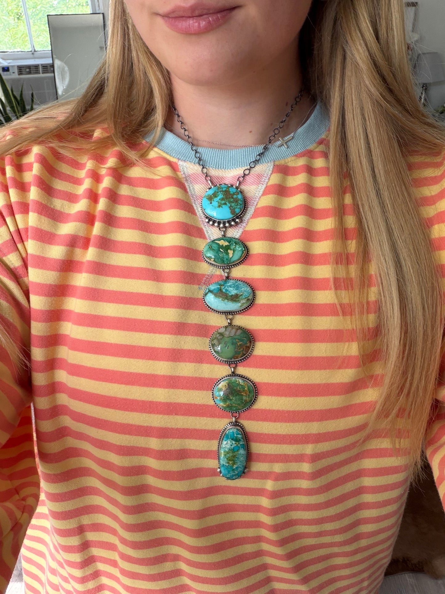HUGE Sonoran Gold Turquoise Cluster Lariat Necklace
