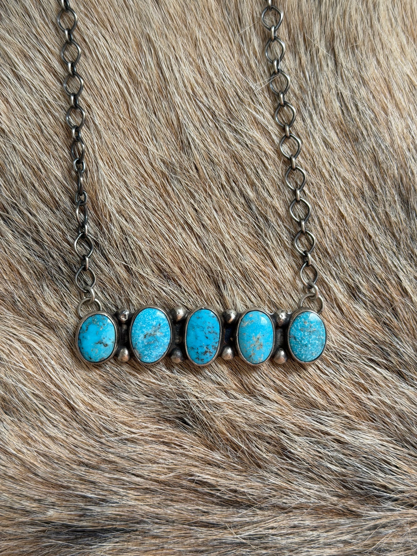 Turquoise Cluster Bar Necklace