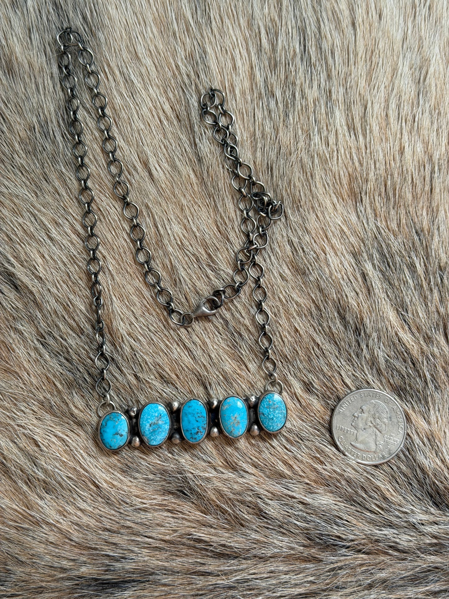 Turquoise Cluster Bar Necklace