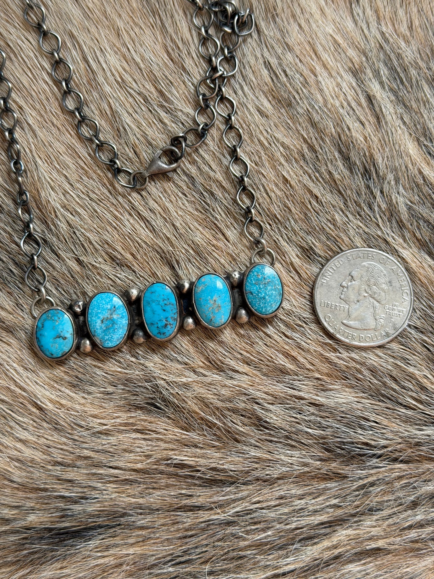 Turquoise Cluster Bar Necklace