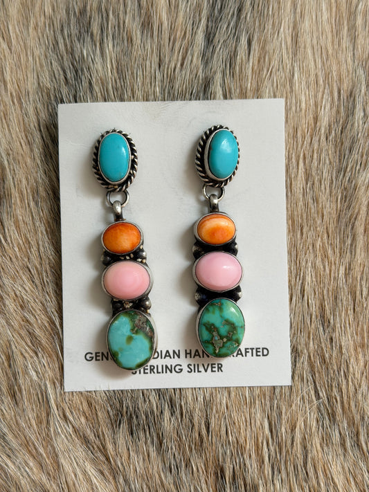 Multicolor Drop Stud Earrings