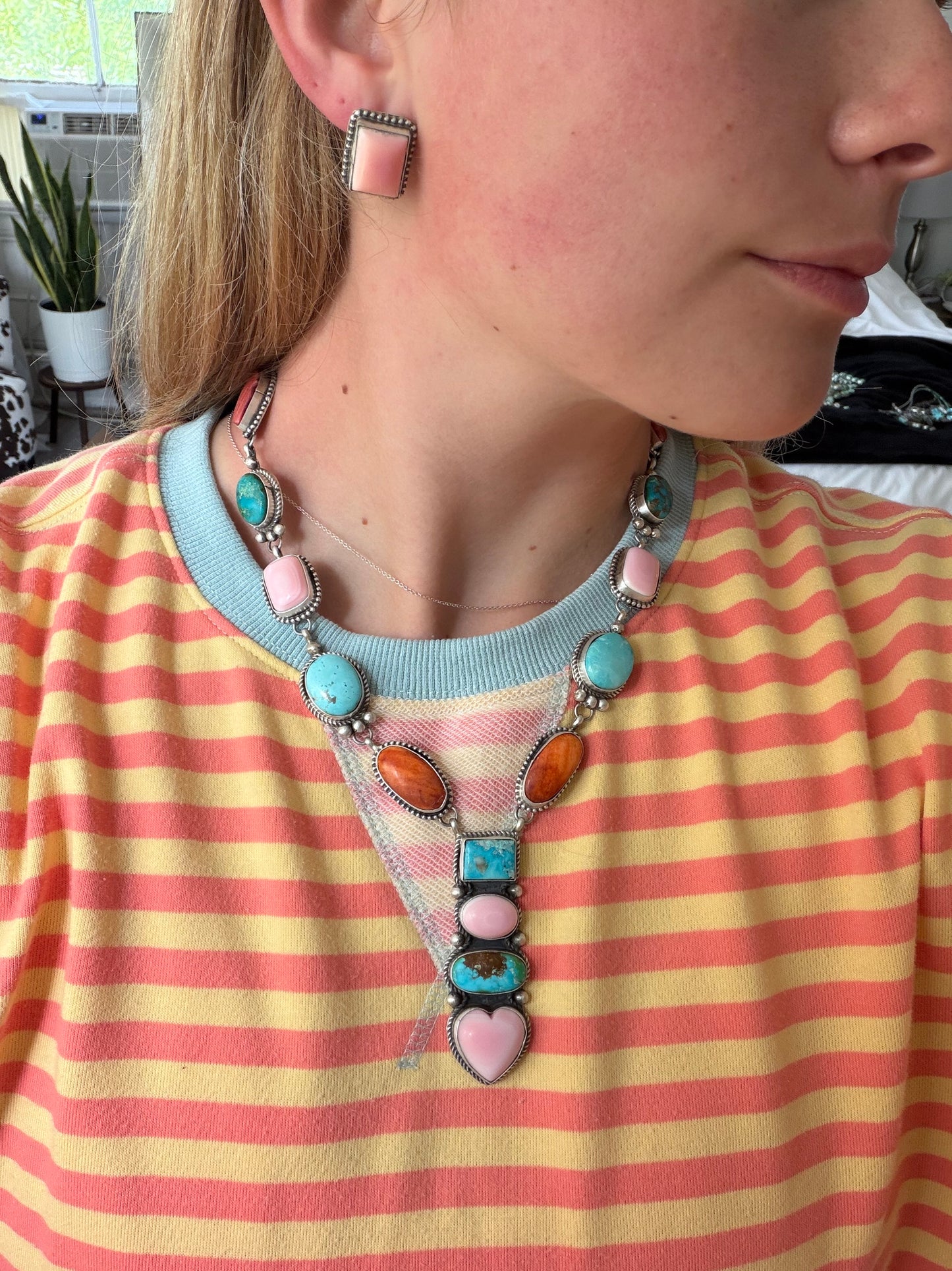 Multicolor Statement Necklace and Earrings Set