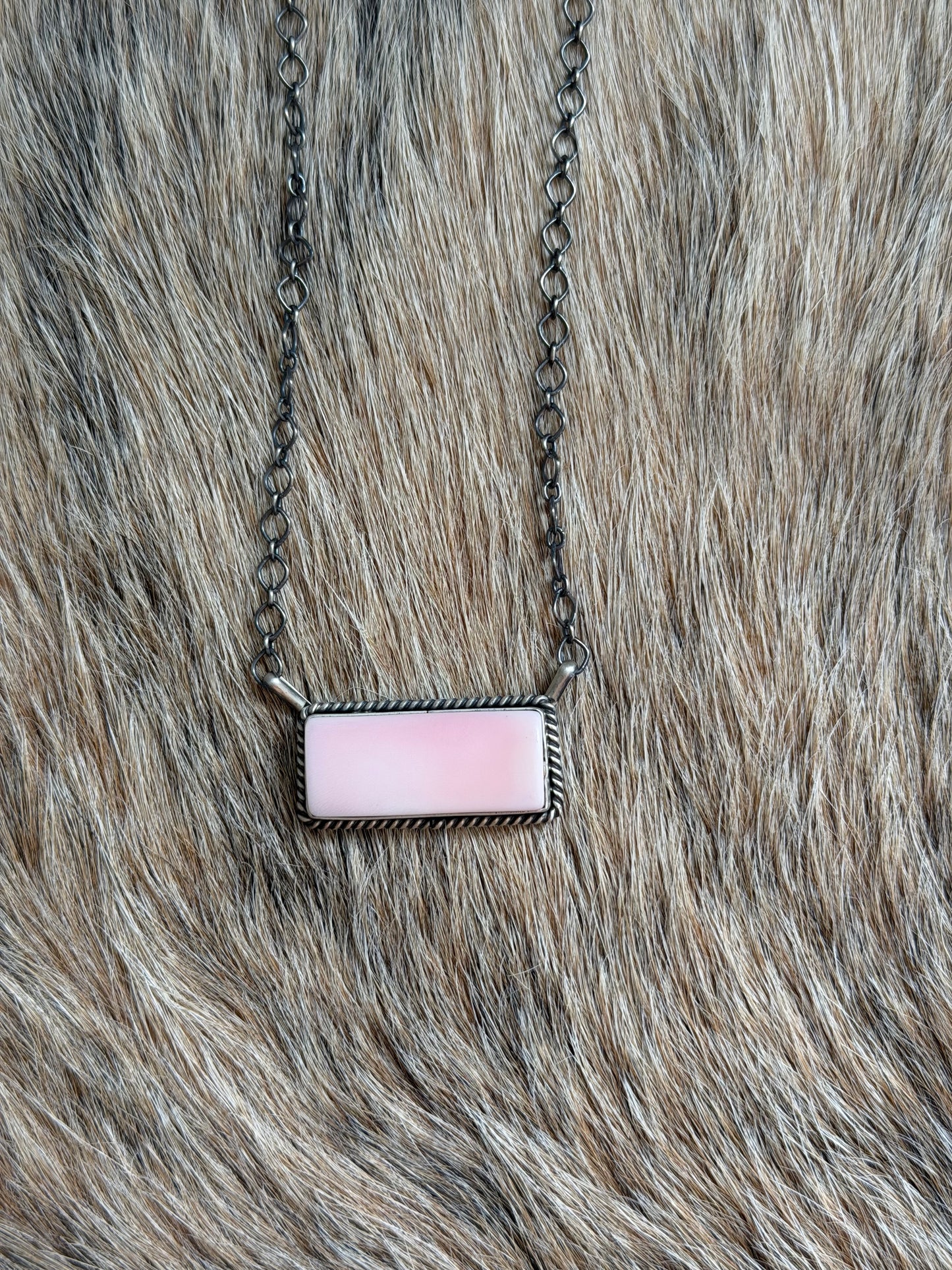 Pink Conch Bar Necklace
