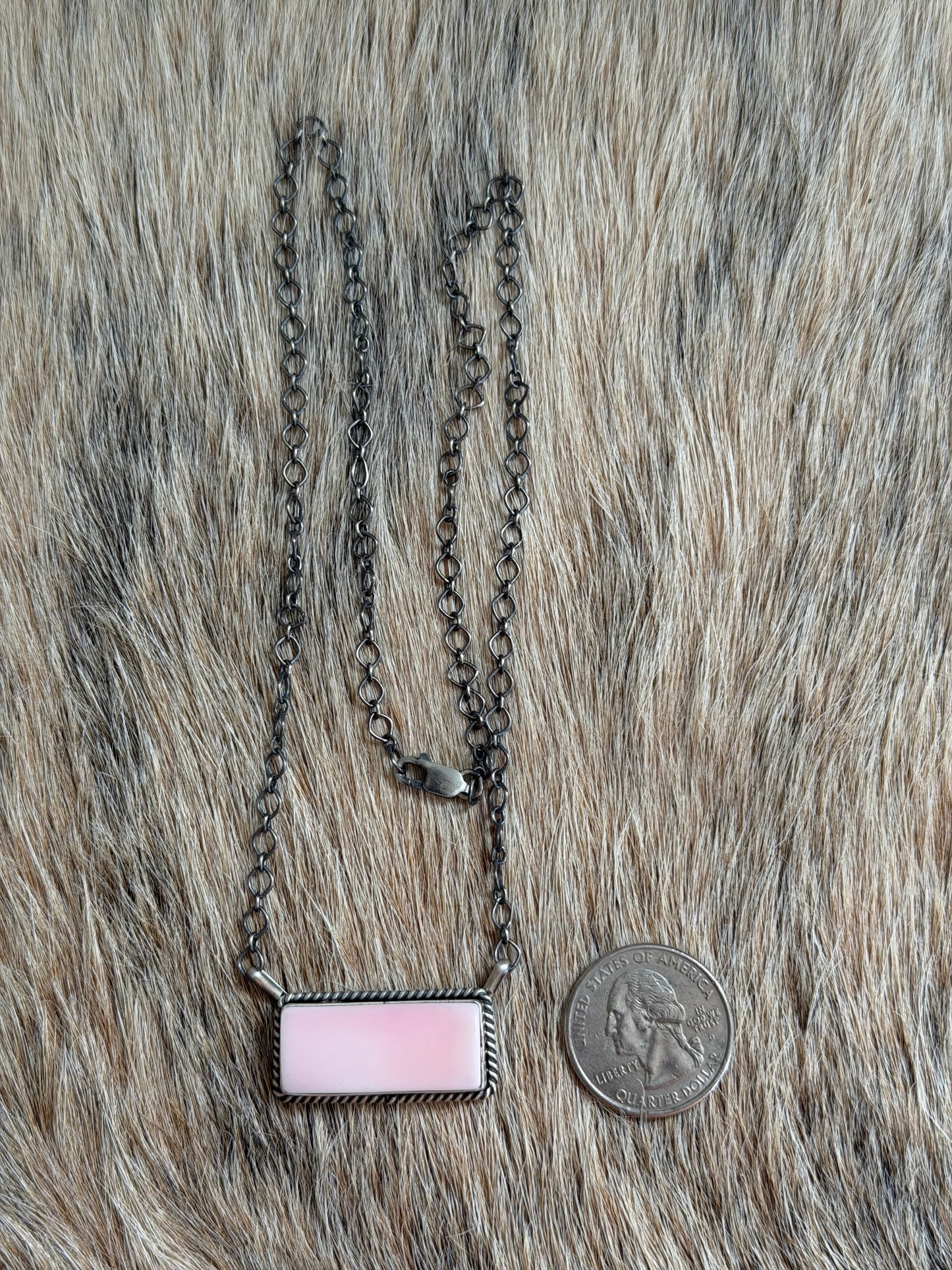 Pink Conch Bar Necklace
