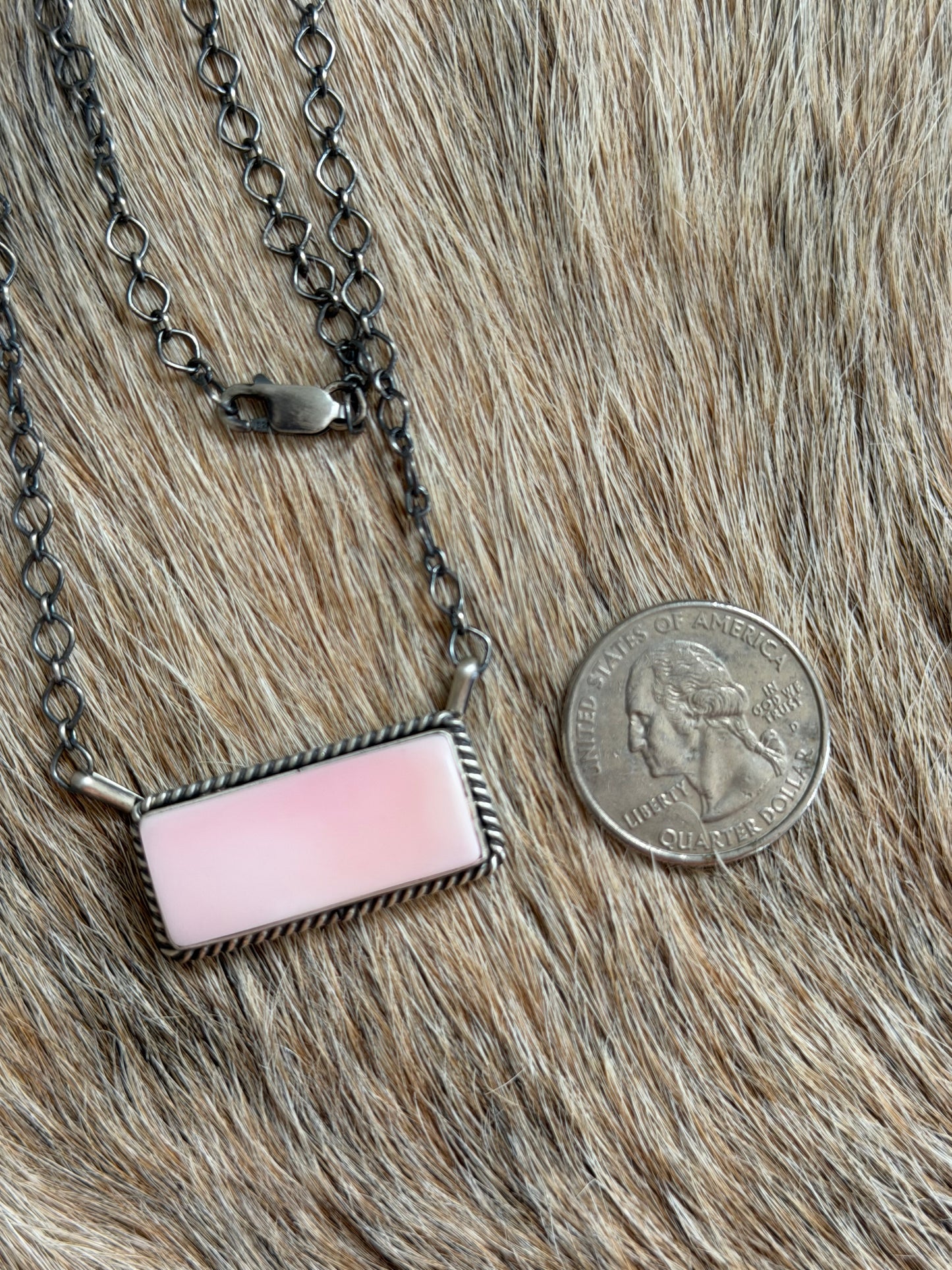 Pink Conch Bar Necklace