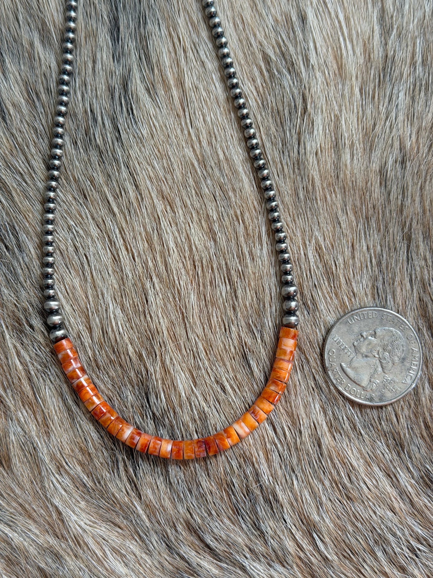 16" 3-4mm Orange Spiny Necklace