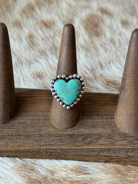Size 8.75 Kingman Turquoise Heart Ring
